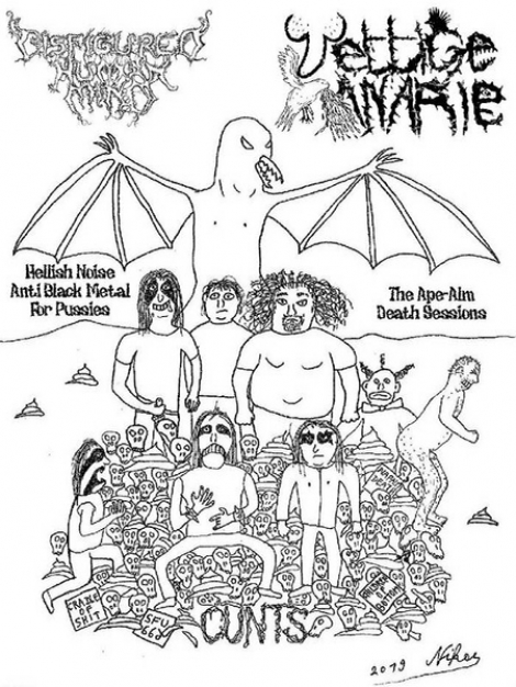 Disfigured Human Mind / Vettige Kanarie - Hellish Noise Anti Black Metal For Pussies / The Ape​-​Alm Death Sessions (MC)