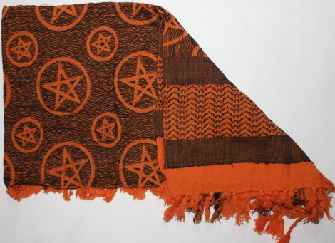 Oranžovo-čierna arafatka s hviezdami - Čierny základ s oranžovými