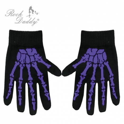 Čierne rukavice s fialovou potlačou - Rock Daddy - rôzne farby