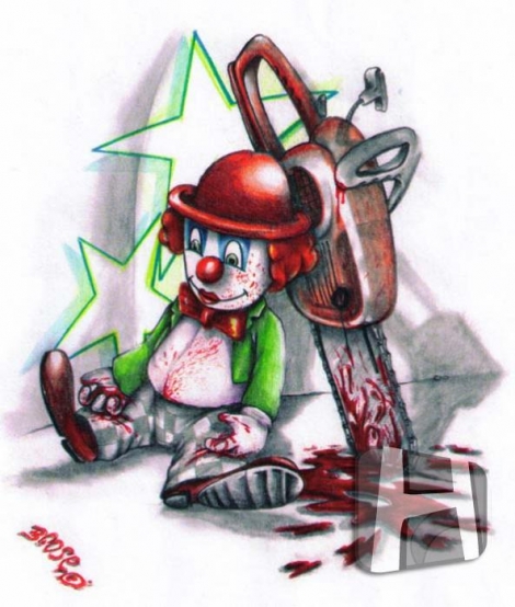 Šašo s motorovou pílou - Farebná nášivka